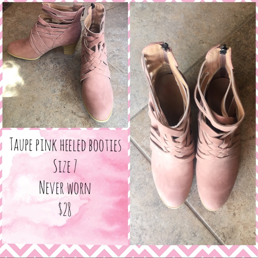 Taupe pink heeled booties